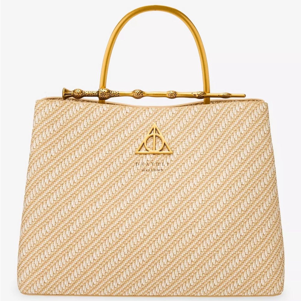 Loungefly Harry Potter Deathly Hallows Elder Wand Raffia Texture Brown Handbag
